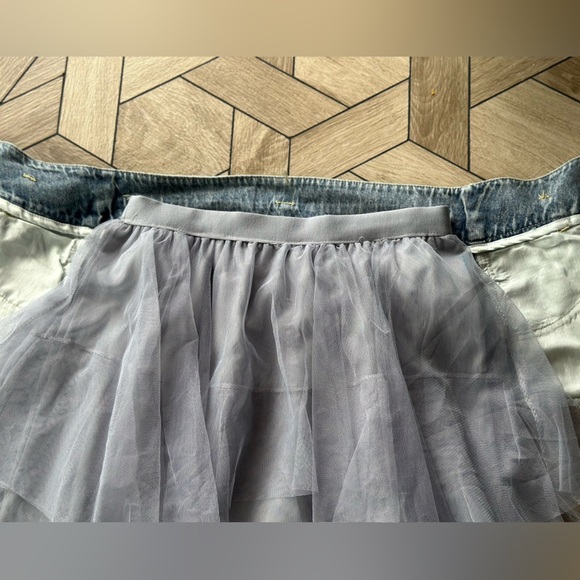 NWOT Chic Denim and Gray Layered Midi Skirt - Picture 11 of 12